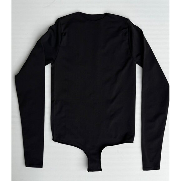 SKIMS Long Sleeve Crewneck Smoothing Thong Bodysuit Size S/M Onyx (Black) - Picture 4 of 13
